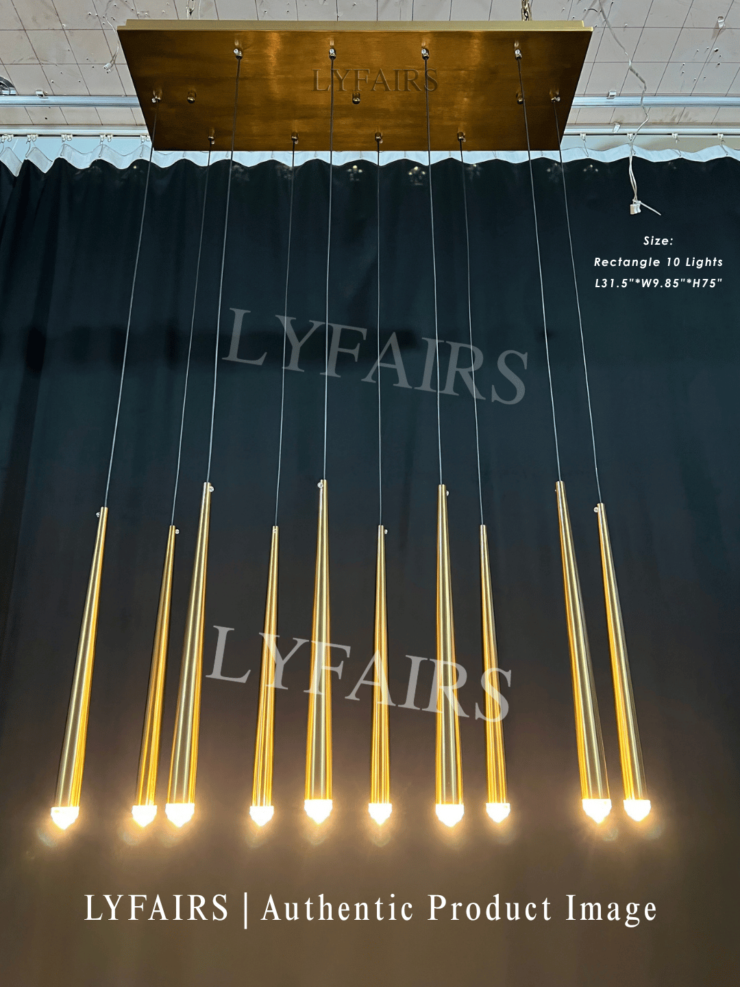 Minimalist Staircase Ceiling Lighting Fixture Foyer Pendant Chandelier In Gold Brass Finish