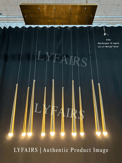 Minimalist Staircase Ceiling Lighting Fixture Foyer Pendant Chandelier In Gold Brass Finish