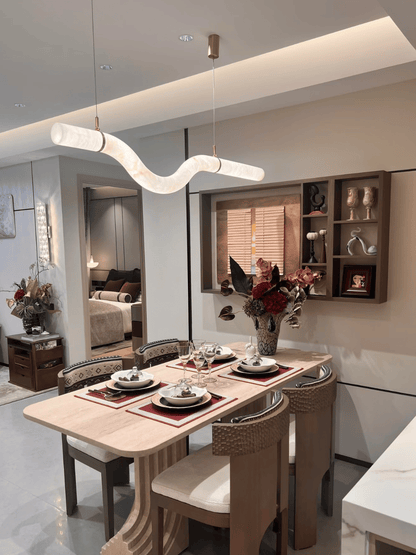 Lustre incurvé moderne en albâtre pour salon/salle à manger