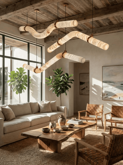 Lustre incurvé moderne en albâtre pour salon/salle à manger