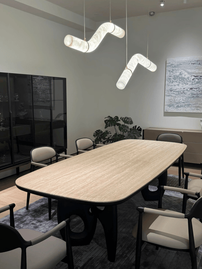 Lustre incurvé moderne en albâtre pour salon/salle à manger