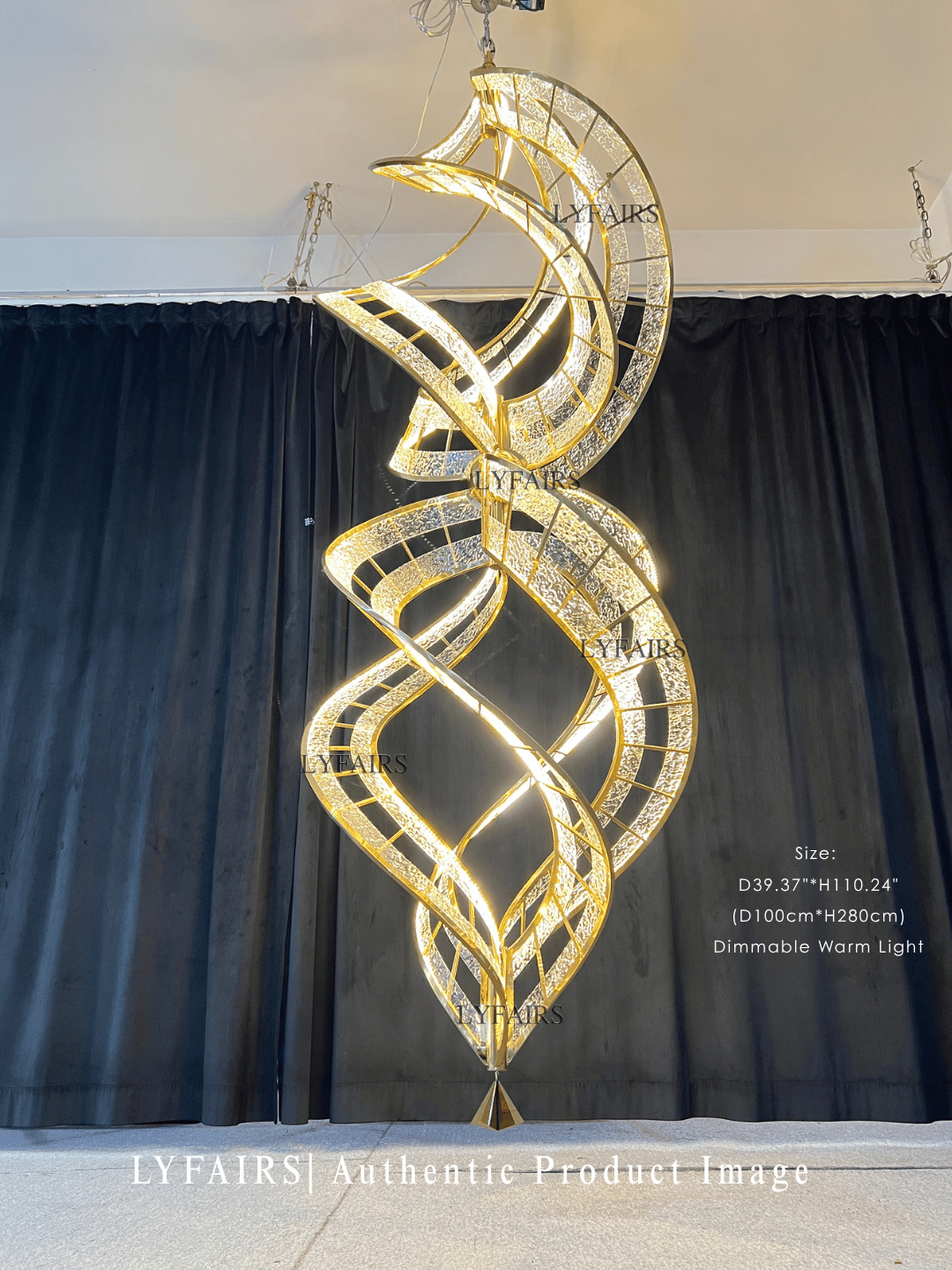 Modern Sculptural Double Spiral Textured Acrylic Suspension Light for Grand Stairwell/Hall