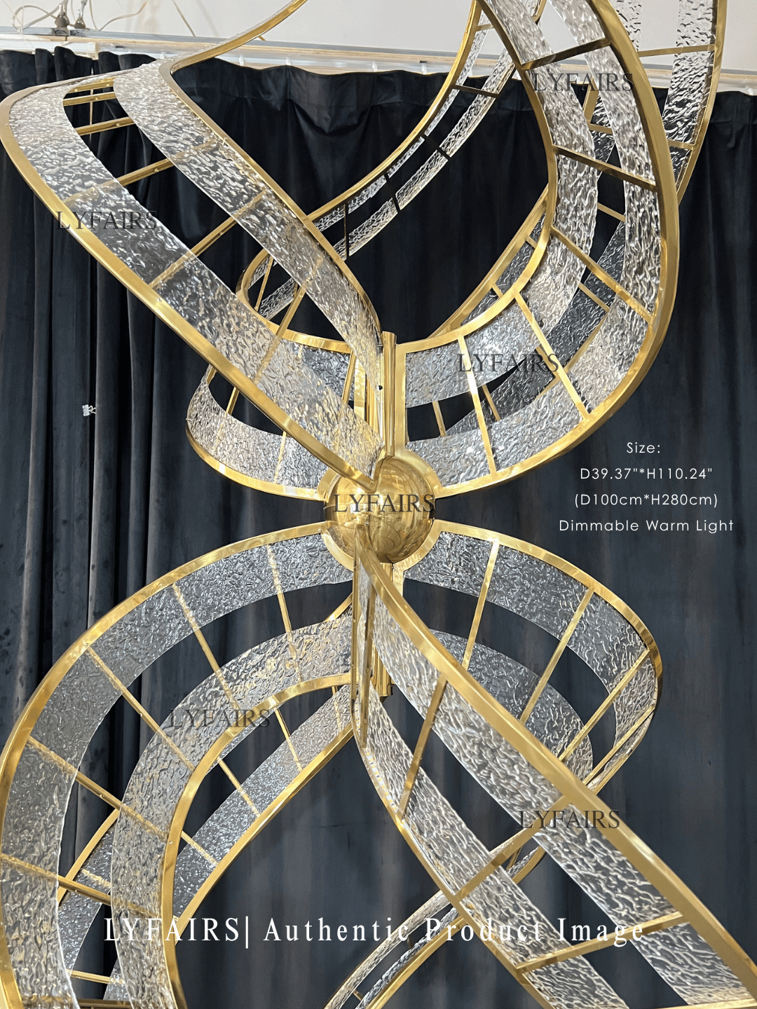 Modern Sculptural Double Spiral Textured Acrylic Suspension Light for Grand Stairwell/Hall