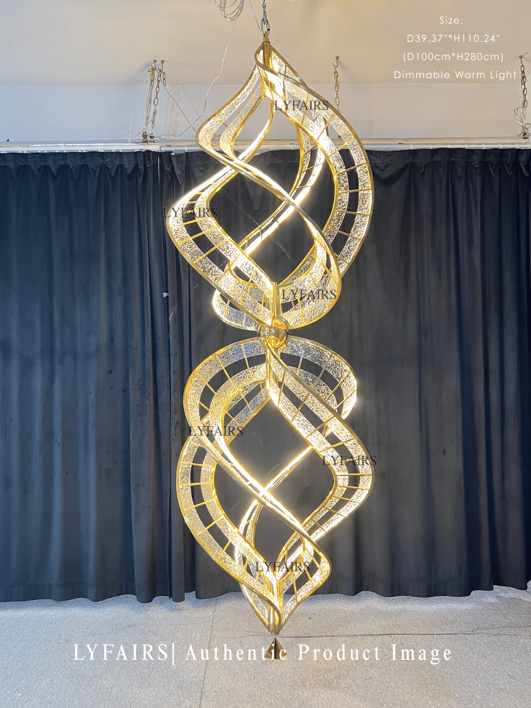 Modern Sculptural Double Spiral Textured Acrylic Suspension Light for Grand Stairwell/Hall
