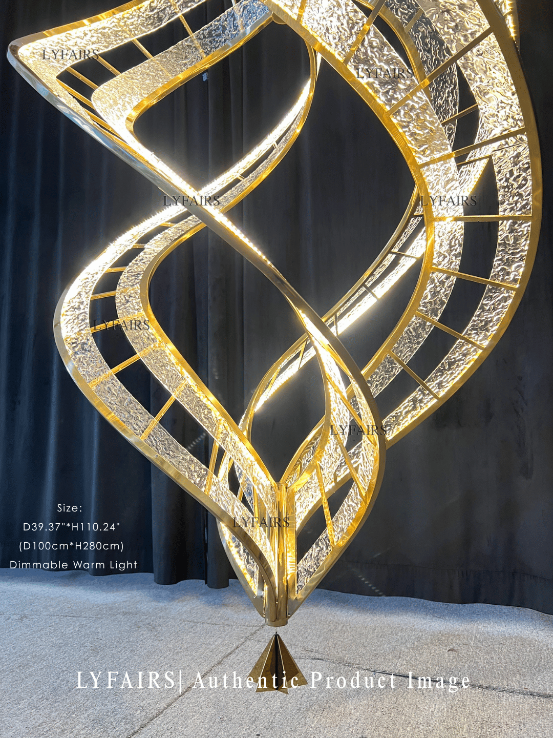 Modern Sculptural Double Spiral Textured Acrylic Suspension Light for Grand Stairwell/Hall