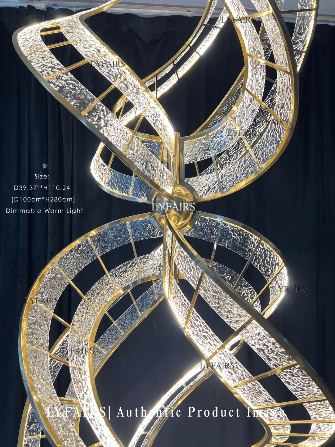 Modern Sculptural Double Spiral Textured Acrylic Suspension Light for Grand Stairwell/Hall