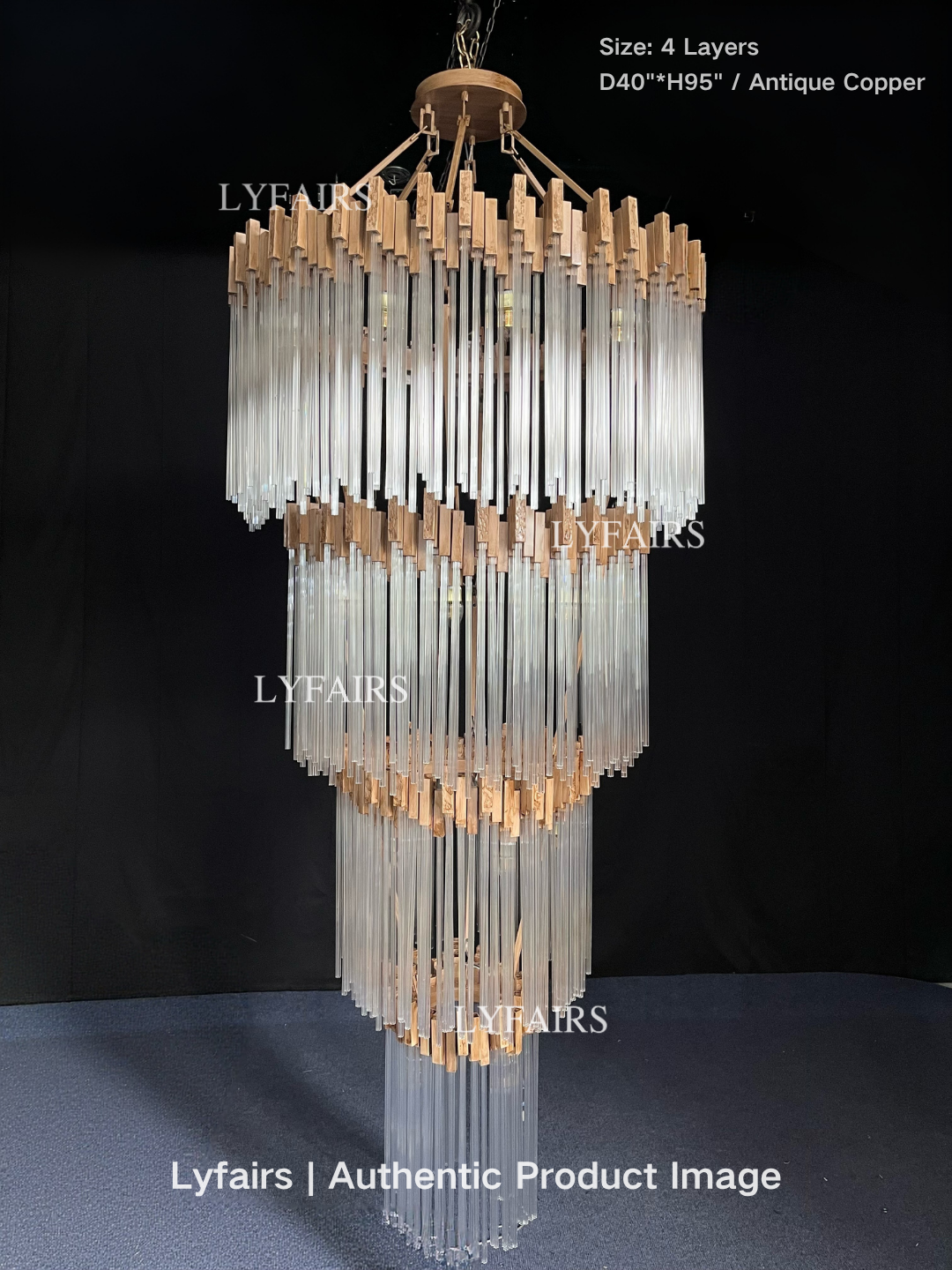 Grand lustre élégant en verre multicouches pour haut plafond/escalier/entrée