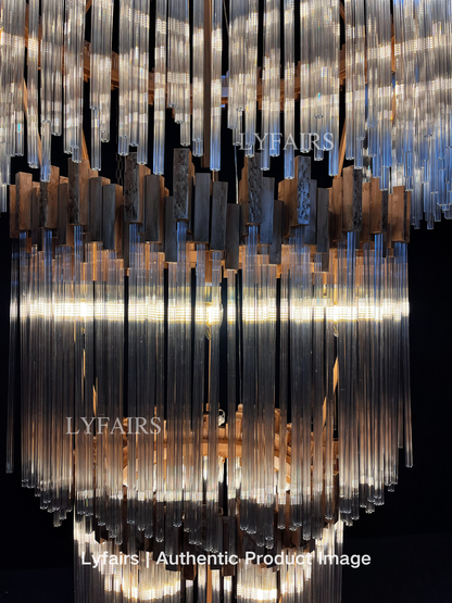 Grand lustre élégant en verre multicouches pour haut plafond/escalier/entrée