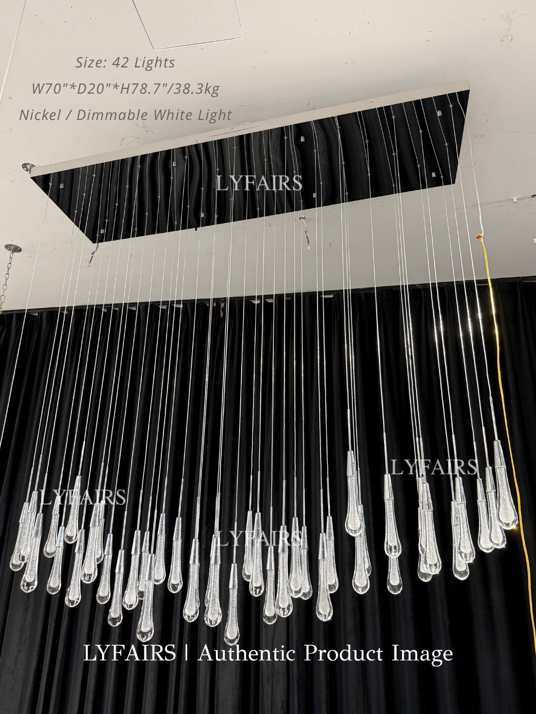 Modern Cascade Raindrop Linear Crystal Chandelier for Dining Room/Kitchen Island