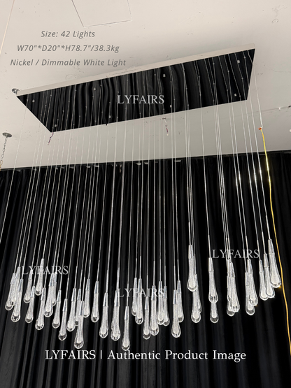 Modern Cascade Raindrop Linear Crystal Chandelier for Dining Room/Kitchen Island