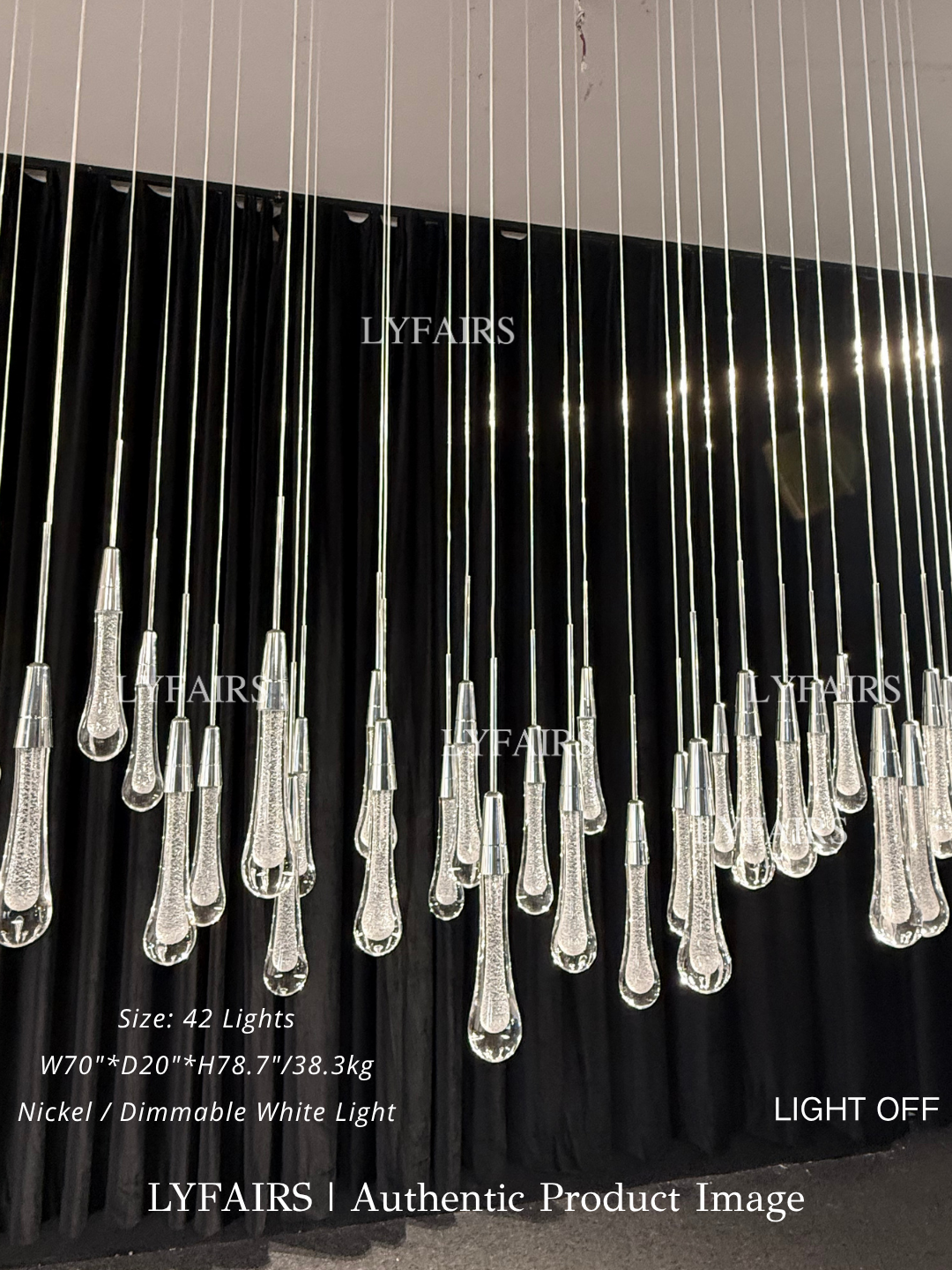 Modern Cascade Raindrop Linear Crystal Chandelier for Dining Room/Kitchen Island