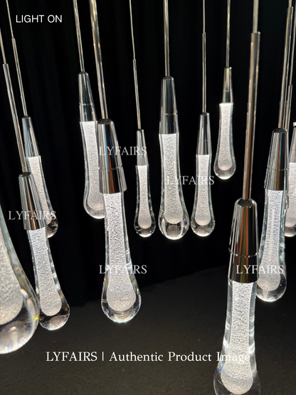 Modern Cascade Raindrop Linear Crystal Chandelier for Dining Room/Kitchen Island