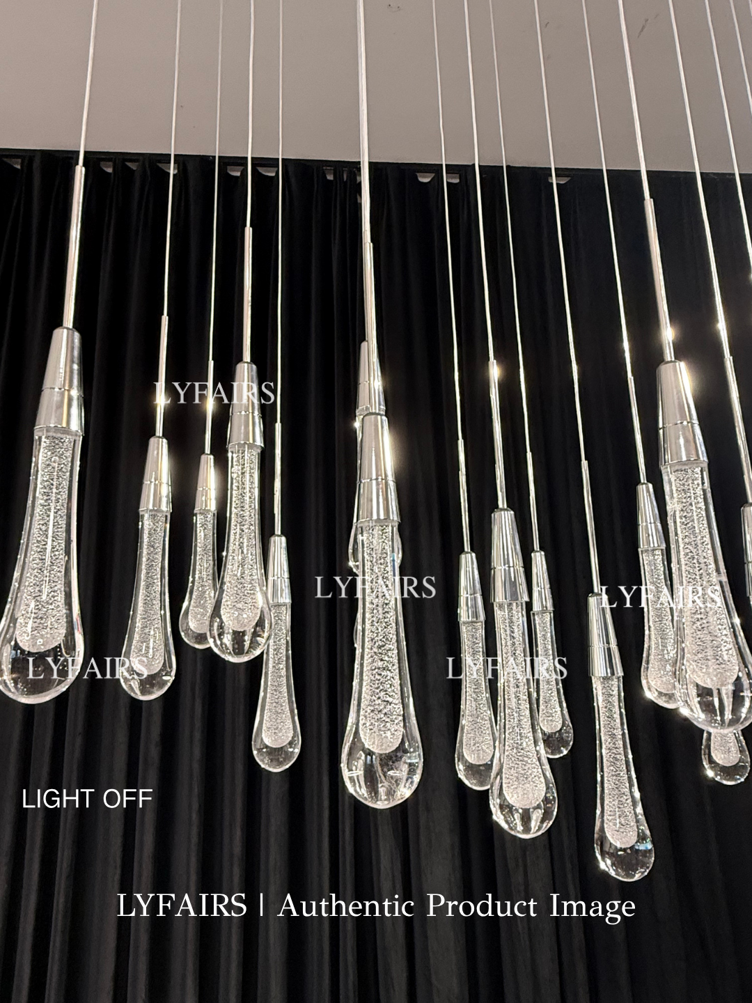 Modern Cascade Raindrop Linear Crystal Chandelier for Dining Room/Kitchen Island