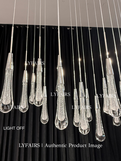 Modern Cascade Raindrop Linear Crystal Chandelier for Dining Room/Kitchen Island