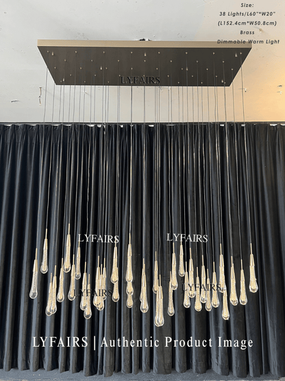 Lampadario moderno in cristallo lineare a cascata con gocce di pioggia per sala da pranzo/isola della cucina