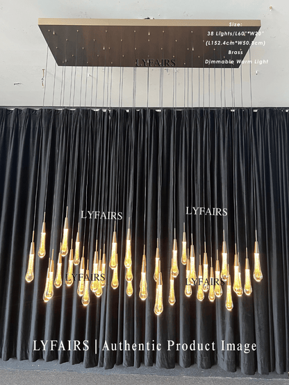 Lampadario moderno in cristallo lineare a cascata con gocce di pioggia per sala da pranzo/isola della cucina