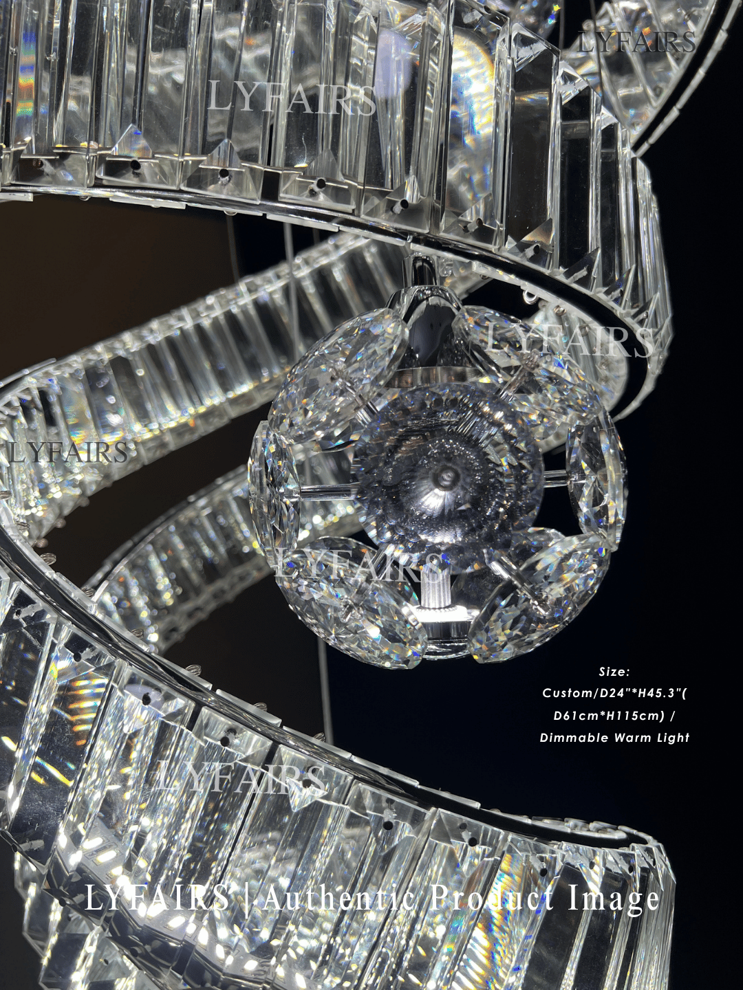 Contemporary Spiral Twisted Ribbon K9 Crystal Ball Staircase Chandelier