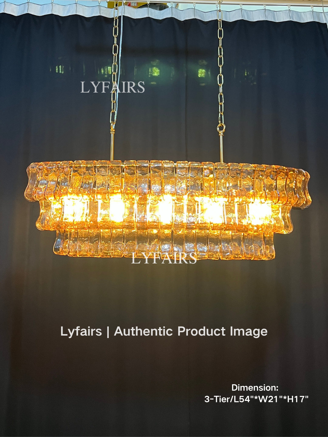 Modern Oval Clear/Smoky Gray Glass Chandelier for Low-ceiling