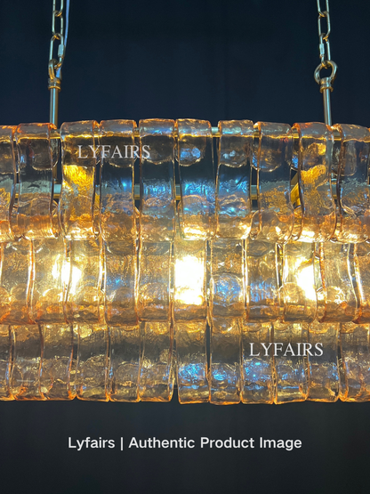 Modern Oval Clear/Smoky Gray Glass Chandelier for Low-ceiling