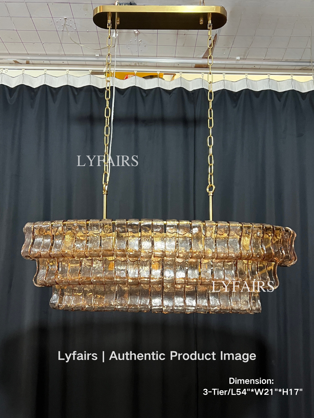 Modern Oval Clear/Smoky Gray Glass Chandelier for Low-ceiling