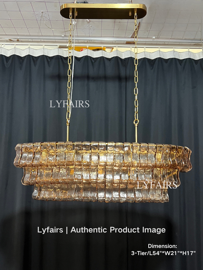 Modern Oval Clear/Smoky Gray Glass Chandelier for Low-ceiling