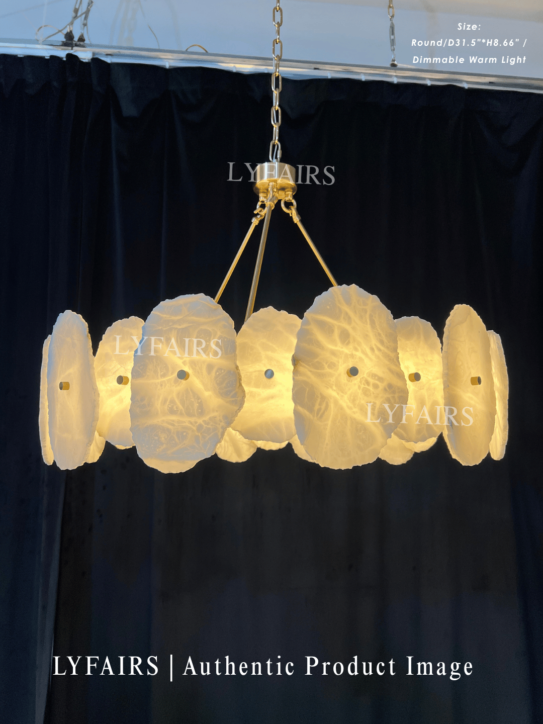 Modern Round/Linear Alabaster Chandelier for Living Room/Dining Room/Kitchen Island