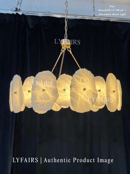 Modern Round/Linear Alabaster Chandelier for Living Room/Dining Room/Kitchen Island
