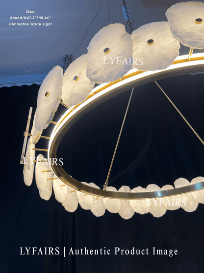 Modern Round/Linear Alabaster Chandelier for Living Room/Dining Room/Kitchen Island