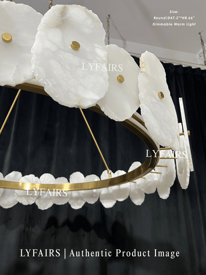 Modern Round/Linear Alabaster Chandelier for Living Room/Dining Room/Kitchen Island