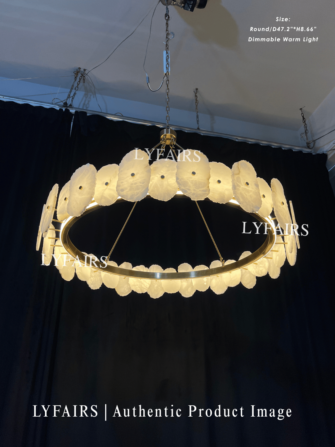 Modern Round/Linear Alabaster Chandelier for Living Room/Dining Room/Kitchen Island