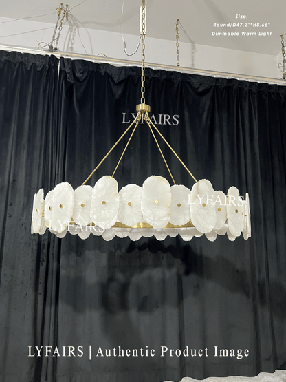 Modern Round/Linear Alabaster Chandelier for Living Room/Dining Room/Kitchen Island