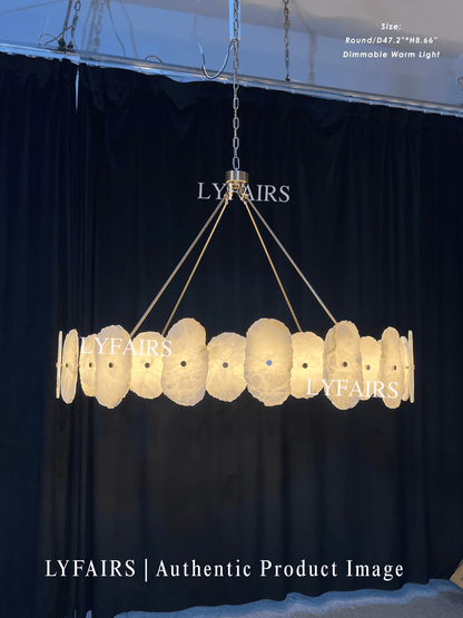 Modern Round/Linear Alabaster Chandelier for Living Room/Dining Room/Kitchen Island