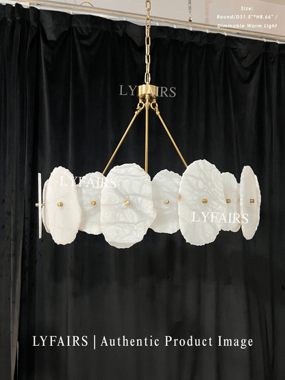 Modern Round/Linear Alabaster Chandelier for Living Room/Dining Room/Kitchen Island