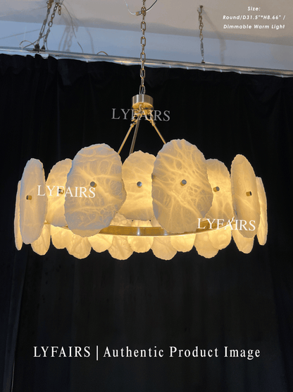 Modern Round/Linear Alabaster Chandelier for Living Room/Dining Room/Kitchen Island