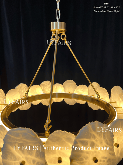 Modern Round/Linear Alabaster Chandelier for Living Room/Dining Room/Kitchen Island