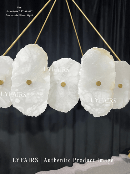 Modern Round/Linear Alabaster Chandelier for Living Room/Dining Room/Kitchen Island