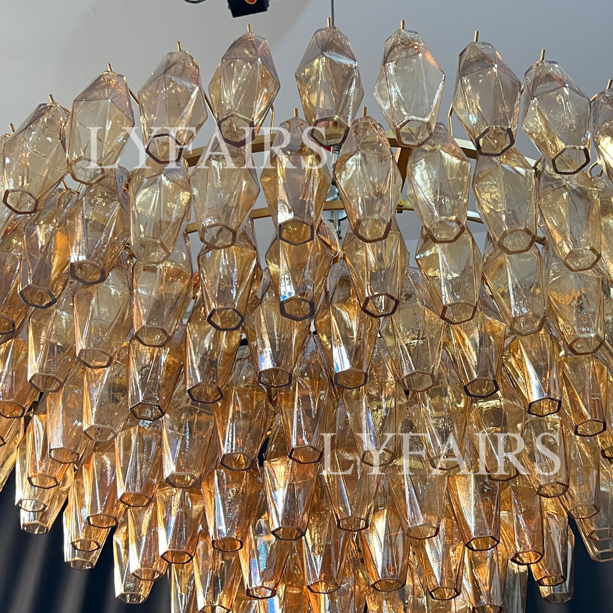 Lustre moderne en verre fumé rond/rectangulaire/entonnoir pour plafond bas