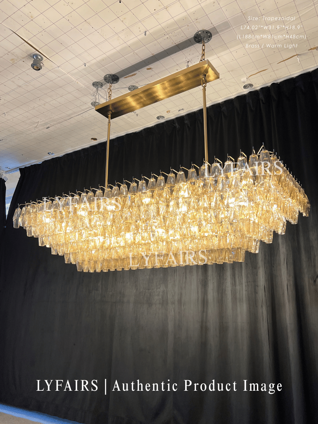 Modern Round/Rectangular/Funnel Smoke Glass Chandelier for Low-ceiling