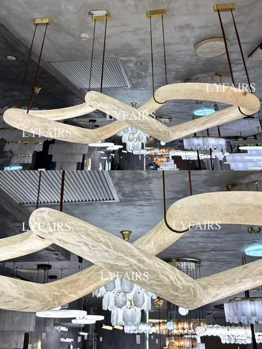 Modern Luxury Infinity Wavy Twist Alabaster Chandelier