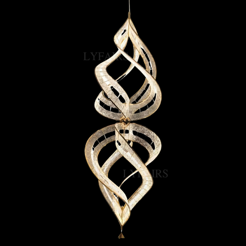 Modern Sculptural Double Spiral Textured Acrylic Suspension Light for Grand Stairwell/Hall