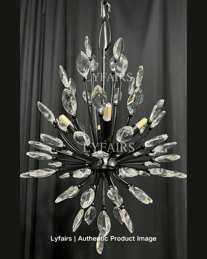 Lustre en cristal en forme de bouquet de fleurs, style art moderne, idéal pour un salon, une salle à manger ou un café.