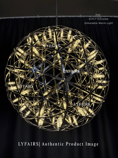 Round Starry Sky Chandelier Light Fire Ball Ceiling Lighting for Living Room/Cottage
