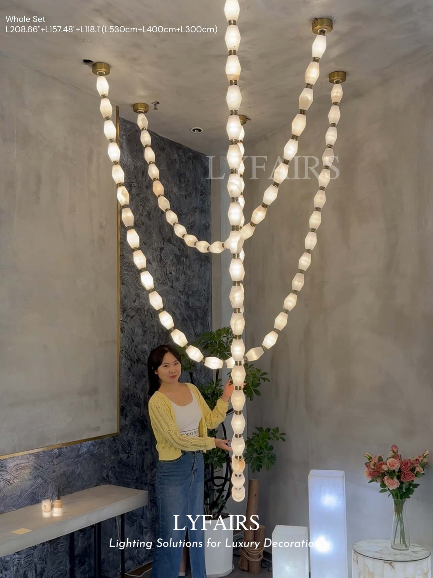 Modern Necklace Alabaster Cluster Chandelier