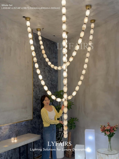 Modern Necklace Alabaster Cluster Chandelier