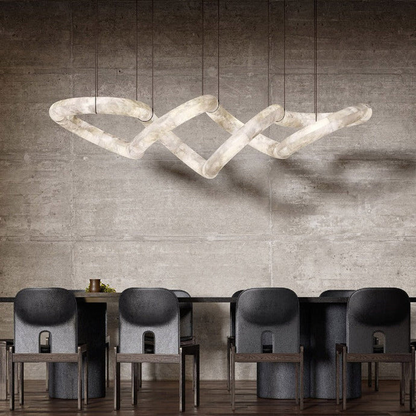 Modern Luxury Infinity Wavy Twist Alabaster Chandelier