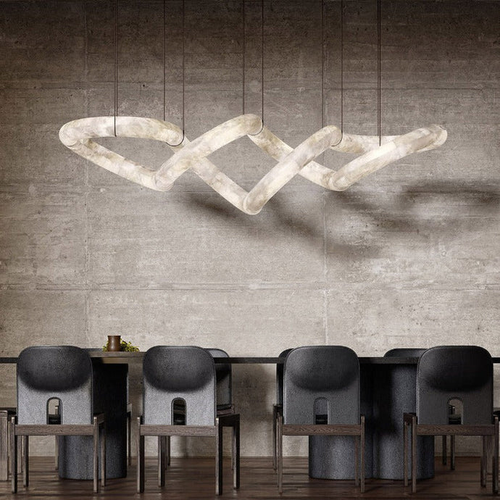 Modern Luxury Infinity Wavy Twist Alabaster Chandelier