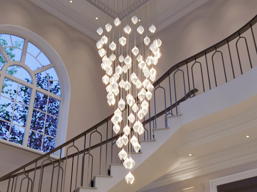 Nordic Magnolia Flower Ceramics Chandelier with Round Canopy