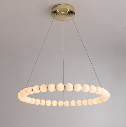 Modern Creative Acrylic Pearl Ring Loop Chandelier