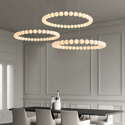 Modern Creative Acrylic Pearl Ring Loop Chandelier