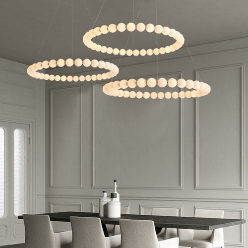 Modern Creative Acrylic Pearl Ring Loop Chandelier